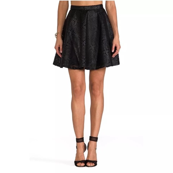 ❤️ BB DAKOTA ❤️ SKIRT VEGAN LEATHER LAZER CUTOUT - Picture 2 of 4